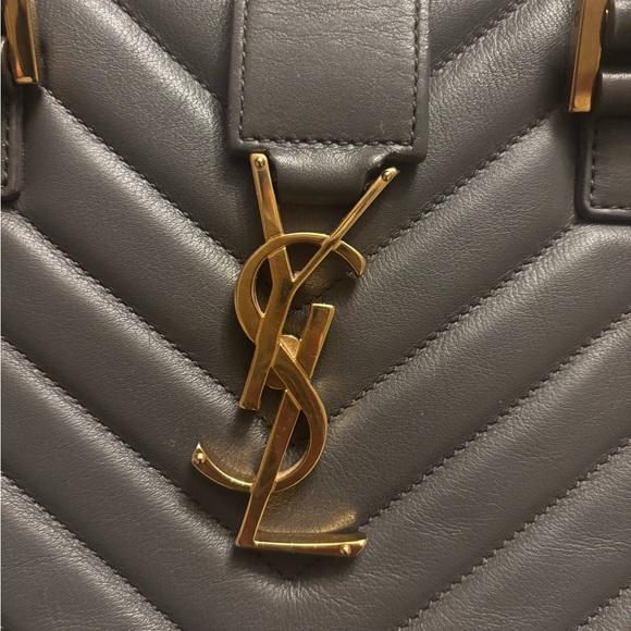 YSL Yves Saint Laurent Gray Matelasse Quilted Calfskin Cabas Bag - Picture 5 of 14